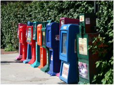 Picture: newspaper boxes on sidewalk
