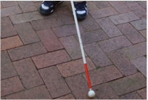 cane tip on ground